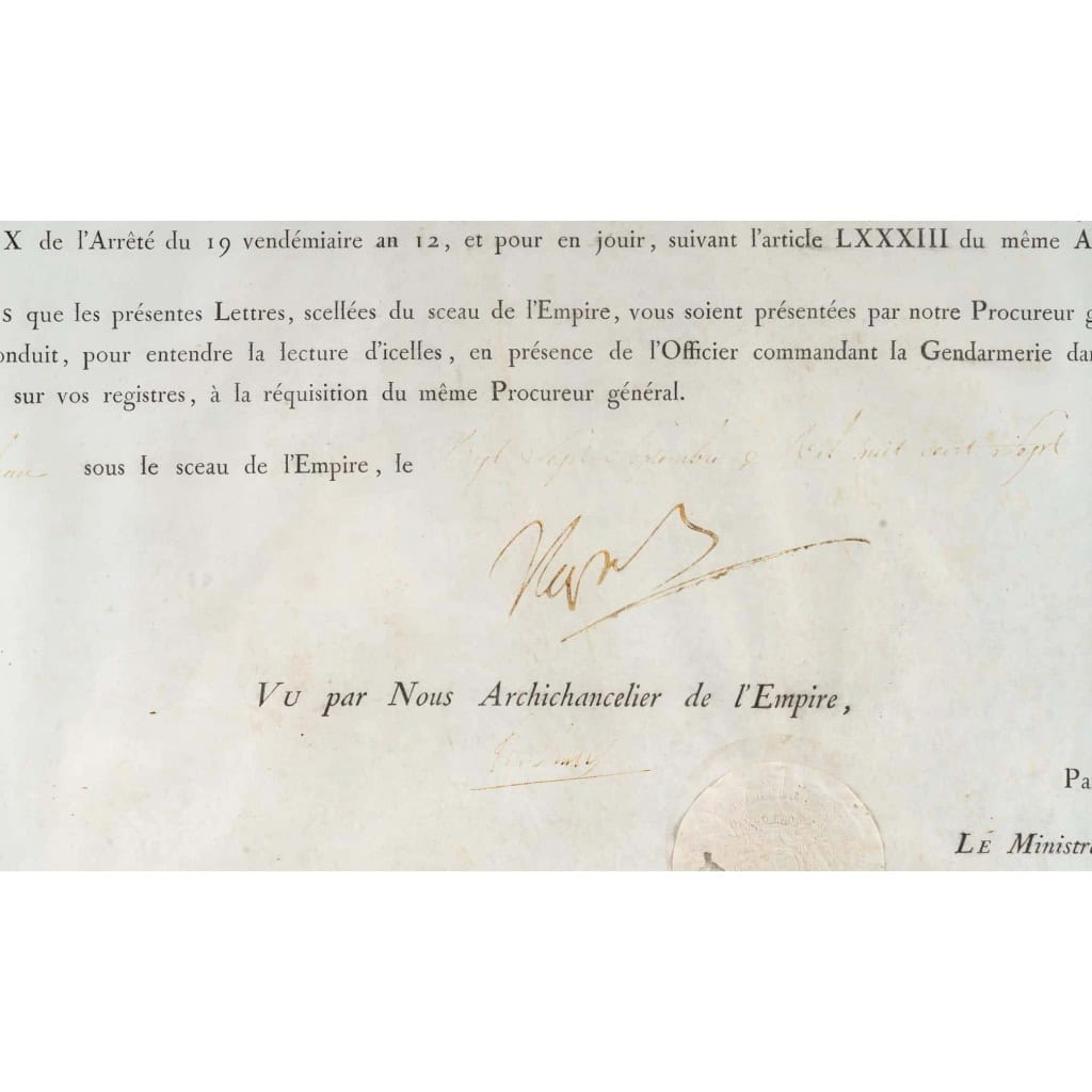 Lettre de grâce imprimée sur Vélin, signée par Napoléon ; 1807 | Biron Lettre de grâce imprimée sur Vélin, signée par Napoléon ; 1807