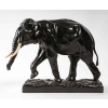 Sculpture en bronze et ivoire, Éléphant en marche, signée Boudarel | Biron |||||||||