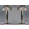 Paire de Lampes « Dahlias » verre blanc – piètements Art-Deco bronze nickelé de René LALIQUE | Biron Paire de Lampes "Dahlias" verre blanc - piètements Art-Deco bronze nickelé de René LALIQUE