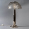 Paire de Lampes « Dahlias » verre blanc – piètements Art-Deco bronze nickelé de René LALIQUE | Biron Paire de Lampes "Dahlias" verre blanc - piètements Art-Deco bronze nickelé de René LALIQUE