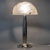 Paire de Lampes « Dahlias » verre blanc – piètements Art-Deco bronze nickelé de René LALIQUE | Biron Paire de Lampes "Dahlias" verre blanc - piètements Art-Deco bronze nickelé de René LALIQUE