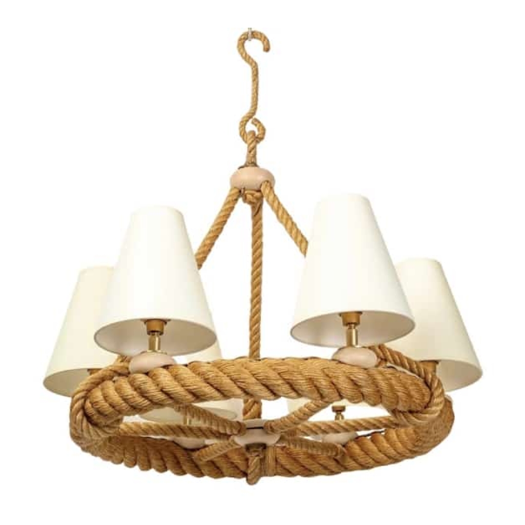 1950 Lustre en corde par Audoux Minet | Biron |||||