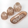 Partie de Garniture de Toilette « Epines » verre blanc patiné sépia de René LALIQUE – 4 pièces | Biron |||||||||||||||