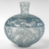 Vase « Lièvres » verre blanc patiné bleu de René LALIQUE | Biron ||||||