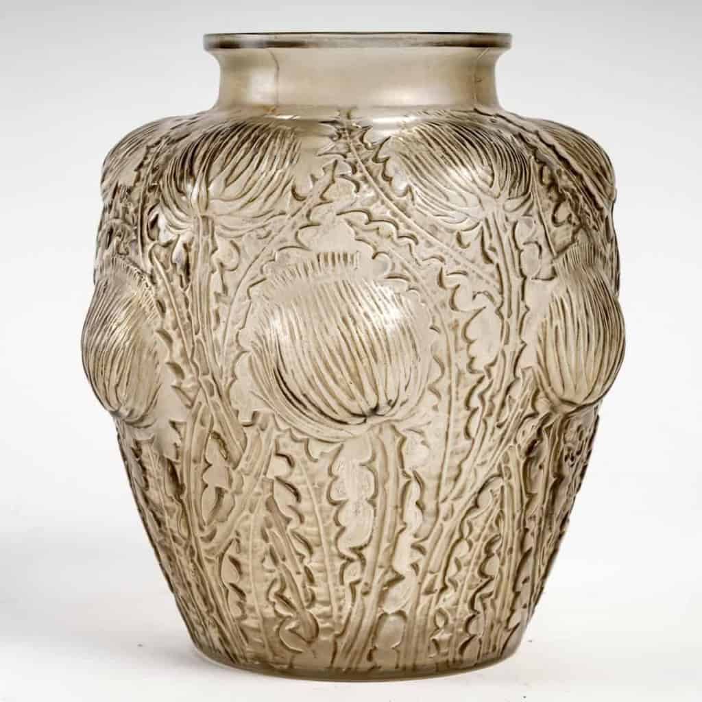Vase « Domrémy » verre blanc patiné gris de René LALIQUE | Biron |||||||