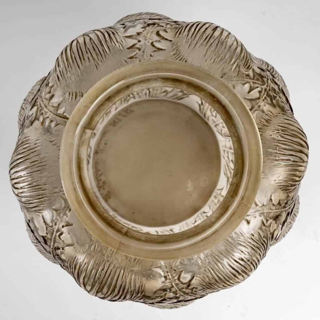 Vase « Domrémy » verre blanc patiné gris de René LALIQUE | Biron Vase "Domrémy" verre blanc patiné gris de René LALIQUE
