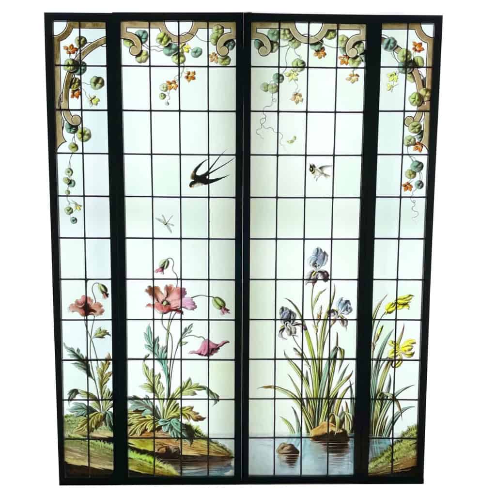 Vitrail vitraux iris et pavots | Biron ||||||||||
