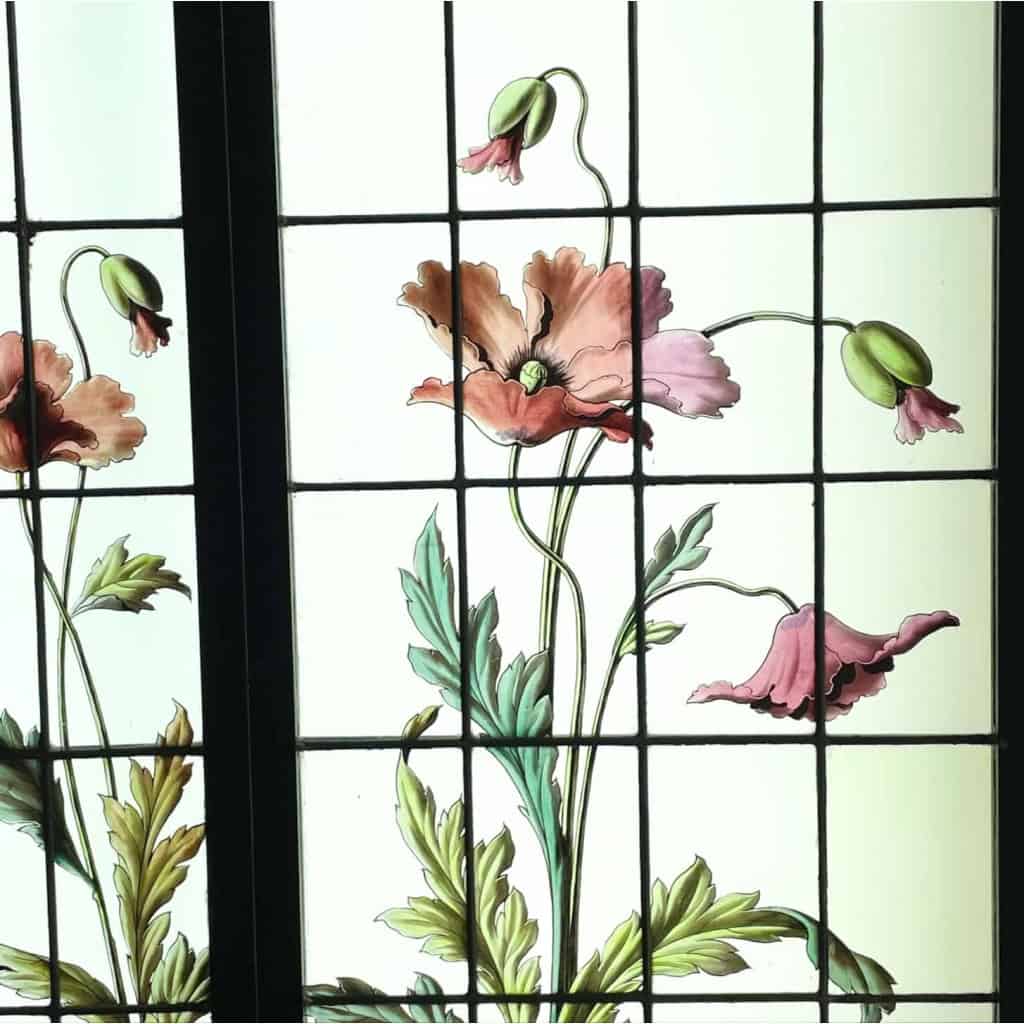 Vitrail vitraux iris et pavots | Biron Vitrail vitraux iris et pavots