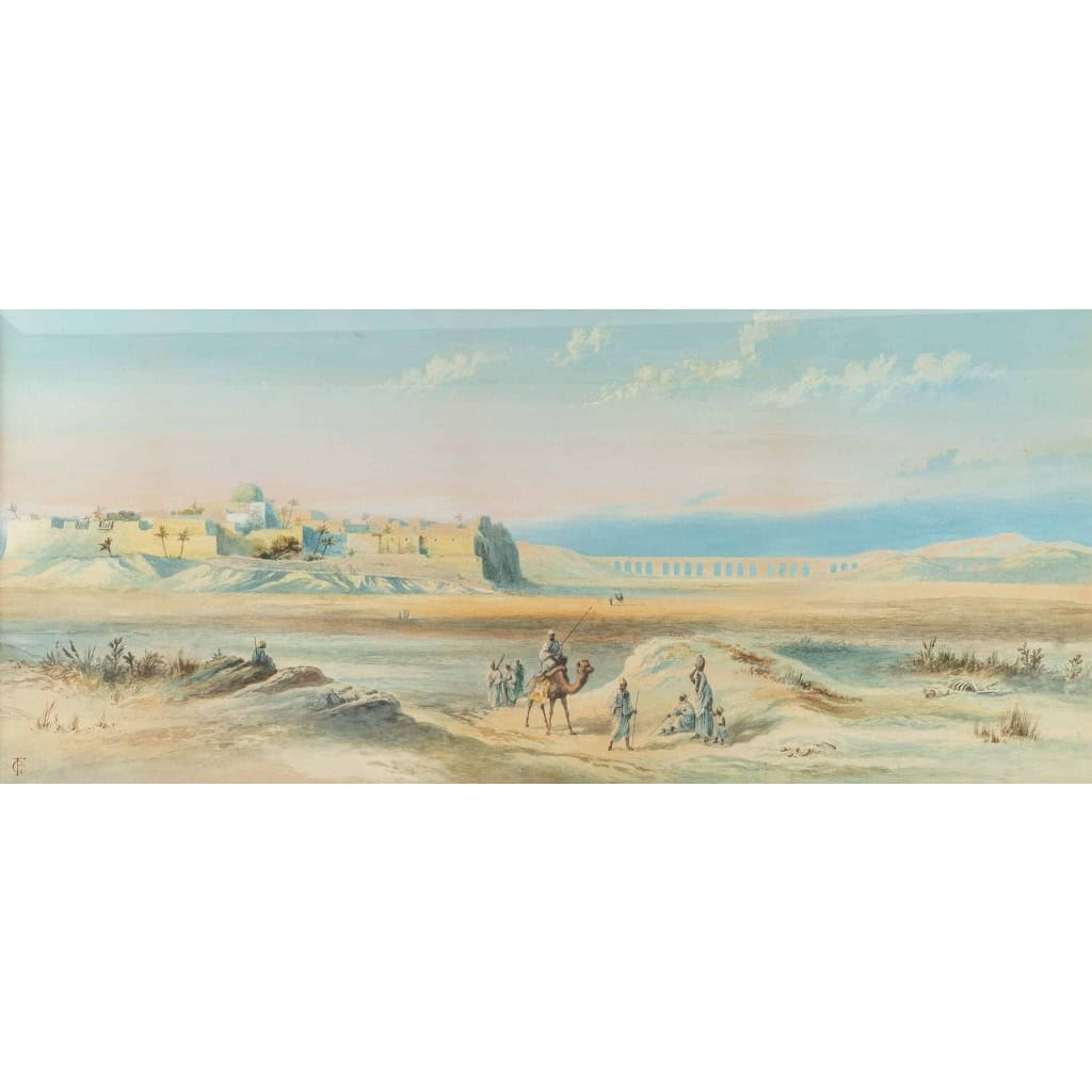 Tableau orientaliste aquarelle, fin XIXème siècle | Biron Tableau orientaliste aquarelle, fin XIXème siècle