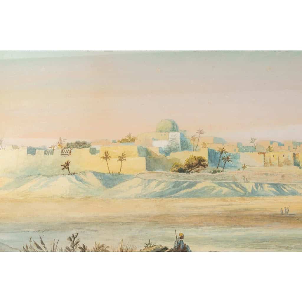 Tableau orientaliste aquarelle, fin XIXème siècle | Biron Tableau orientaliste aquarelle, fin XIXème siècle