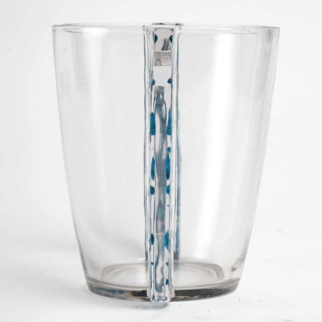 Vase « Honfleur » verre blanc patiné bleu de René LALIQUE | Biron Vase "Honfleur" verre blanc patiné bleu de René LALIQUE