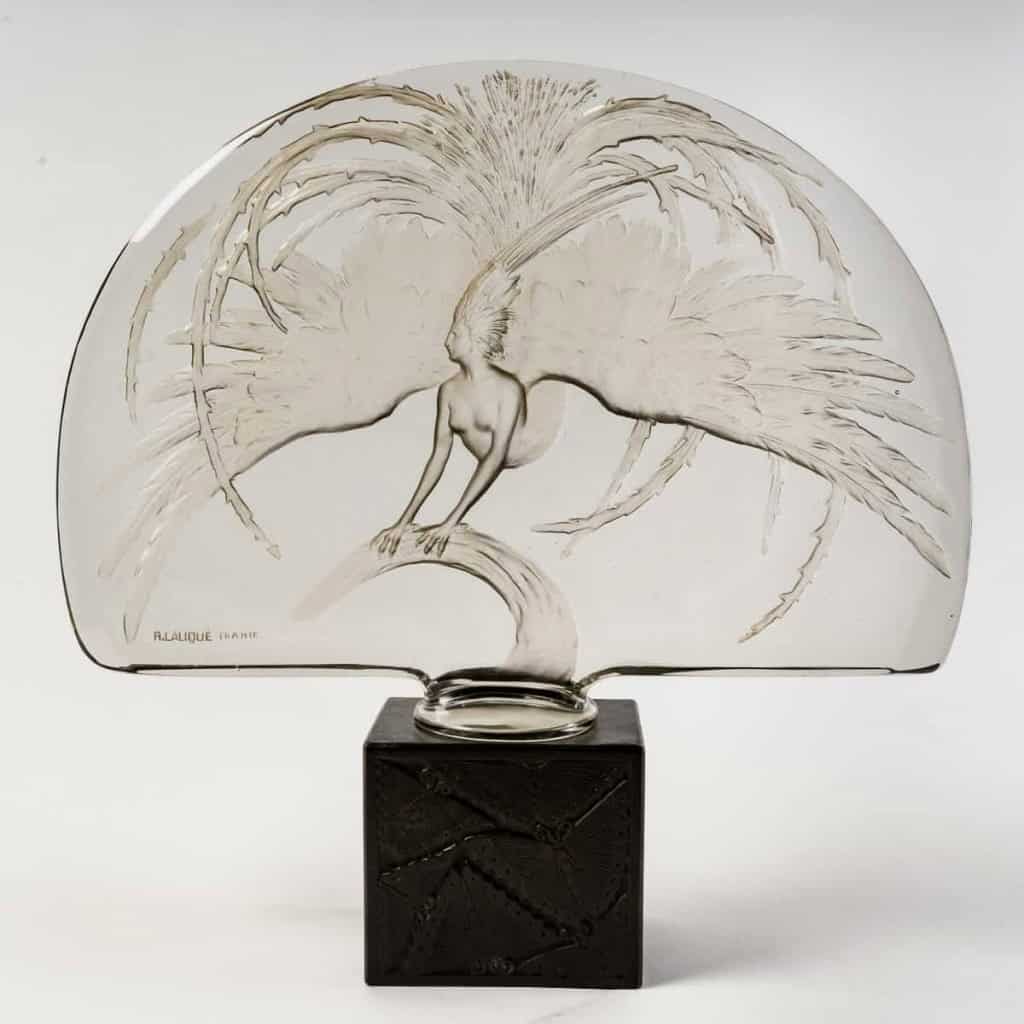 Surtout Décoratif « Oiseau de Feu » verre blanc de René LALIQUE | Biron ||||||||