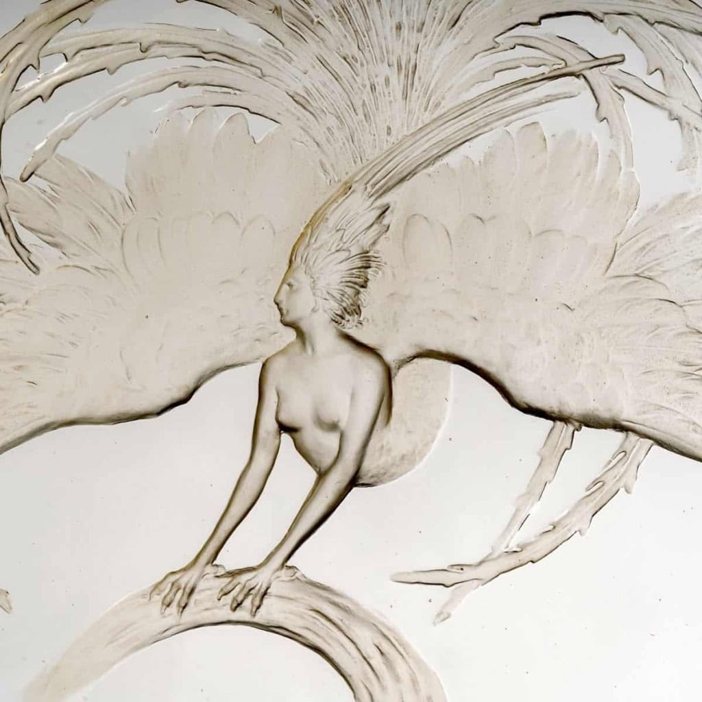 Surtout Décoratif « Oiseau de Feu » verre blanc de René LALIQUE | Biron Surtout Décoratif "Oiseau de Feu" verre blanc de René LALIQUE