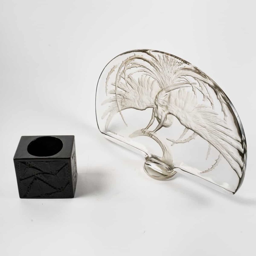 Surtout Décoratif « Oiseau de Feu » verre blanc de René LALIQUE | Biron Surtout Décoratif "Oiseau de Feu" verre blanc de René LALIQUE