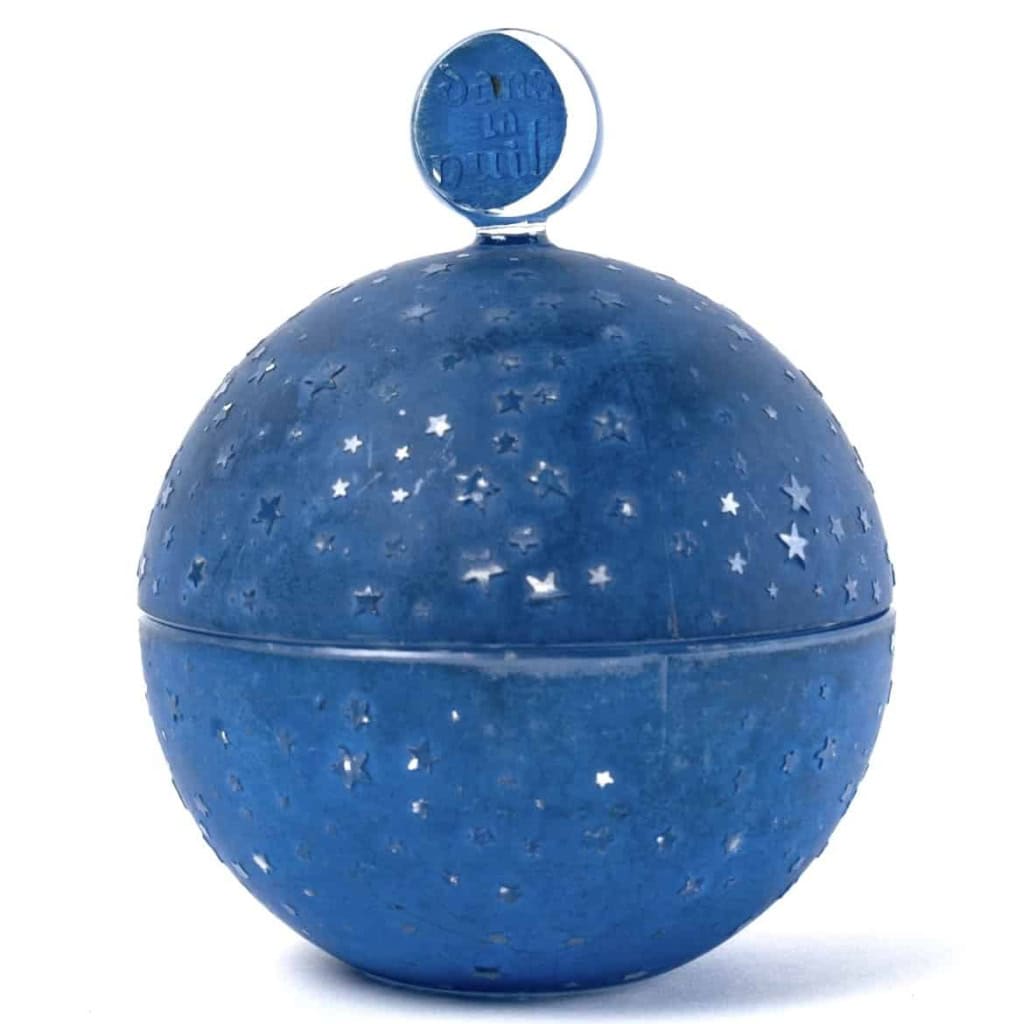 Boite « Dans la Nuit » verre blanc patiné bleu à chaud de René LALIQUE pour Worth | Biron ||||||