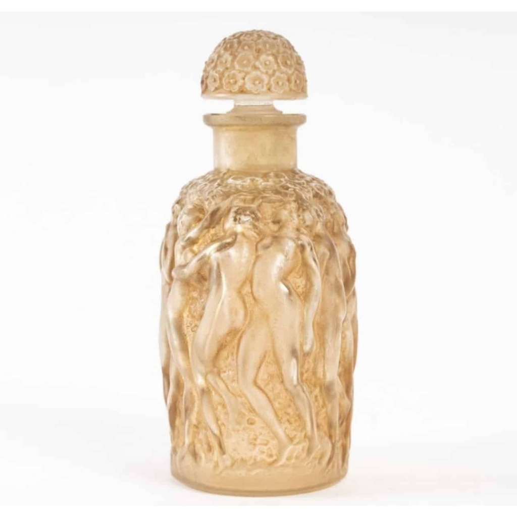 Flacon « Calendal » verre blanc patiné sépia de René LALIQUE | Biron Flacon "Calendal" verre blanc patiné sépia de René LALIQUE