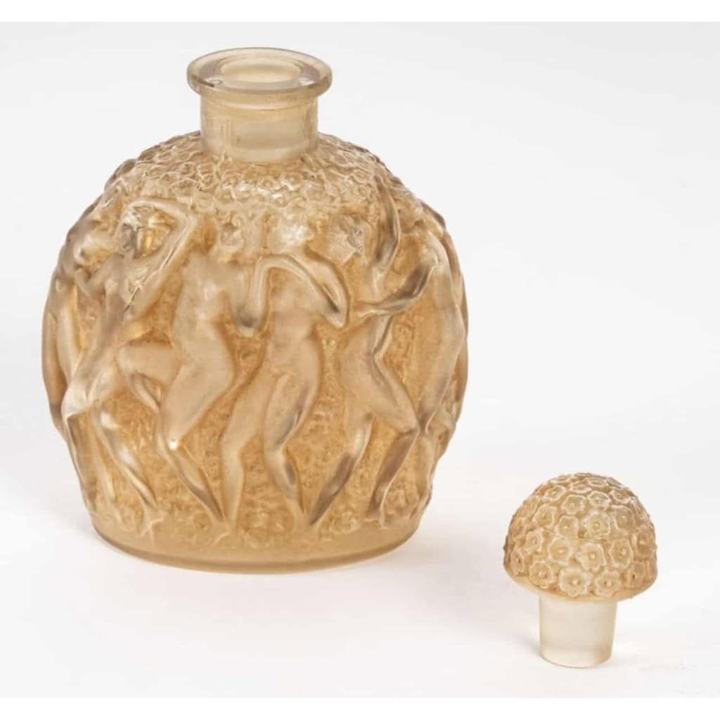 Flacon « Calendal » verre blanc patiné sépia de René LALIQUE | Biron Flacon "Calendal" verre blanc patiné sépia de René LALIQUE