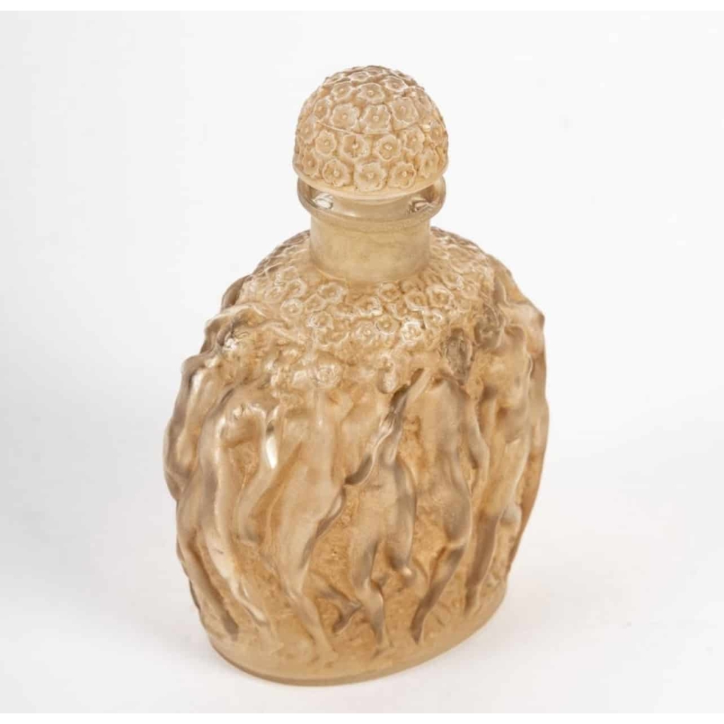 Flacon « Calendal » verre blanc patiné sépia de René LALIQUE | Biron Flacon "Calendal" verre blanc patiné sépia de René LALIQUE
