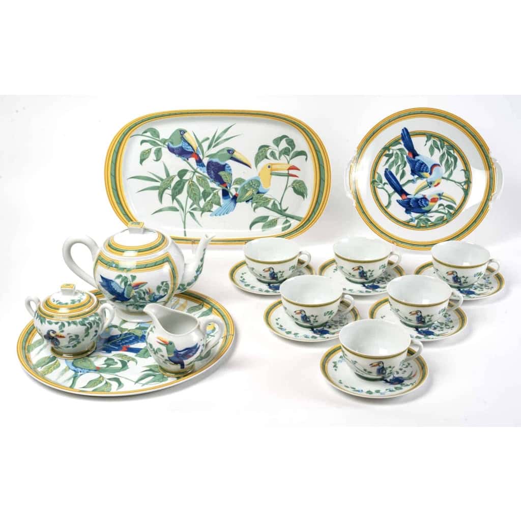 Service à Café Thé « Toucans » porcelaine de Limoges de HERMES – 18 Pièces | Biron |||||||||||||||||||||