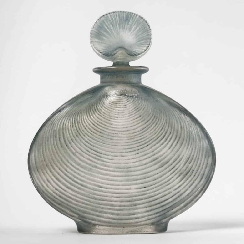 Flacon « Telline » verre blanc patiné bleu de René LALIQUE | Biron ||||||
