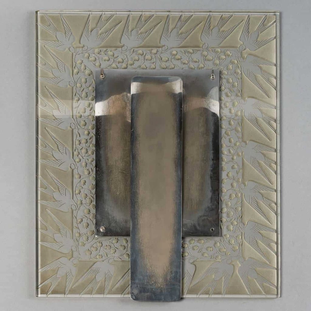 Cadre « Muguet et Hirondelles » verre blanc de René LALIQUE | Biron Cadre "Muguet et Hirondelles" verre blanc de René LALIQUE