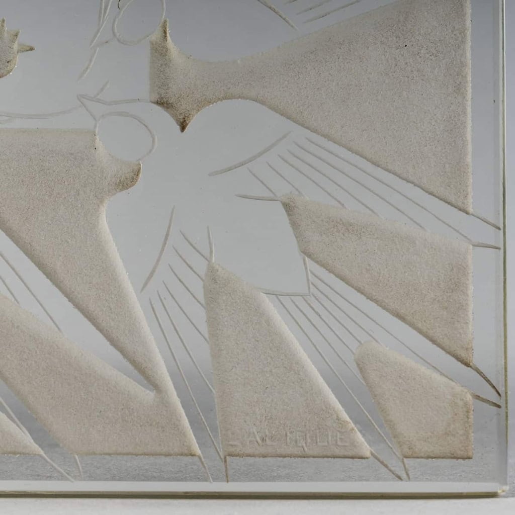 Cadre « Muguet et Hirondelles » verre blanc de René LALIQUE | Biron Cadre "Muguet et Hirondelles" verre blanc de René LALIQUE