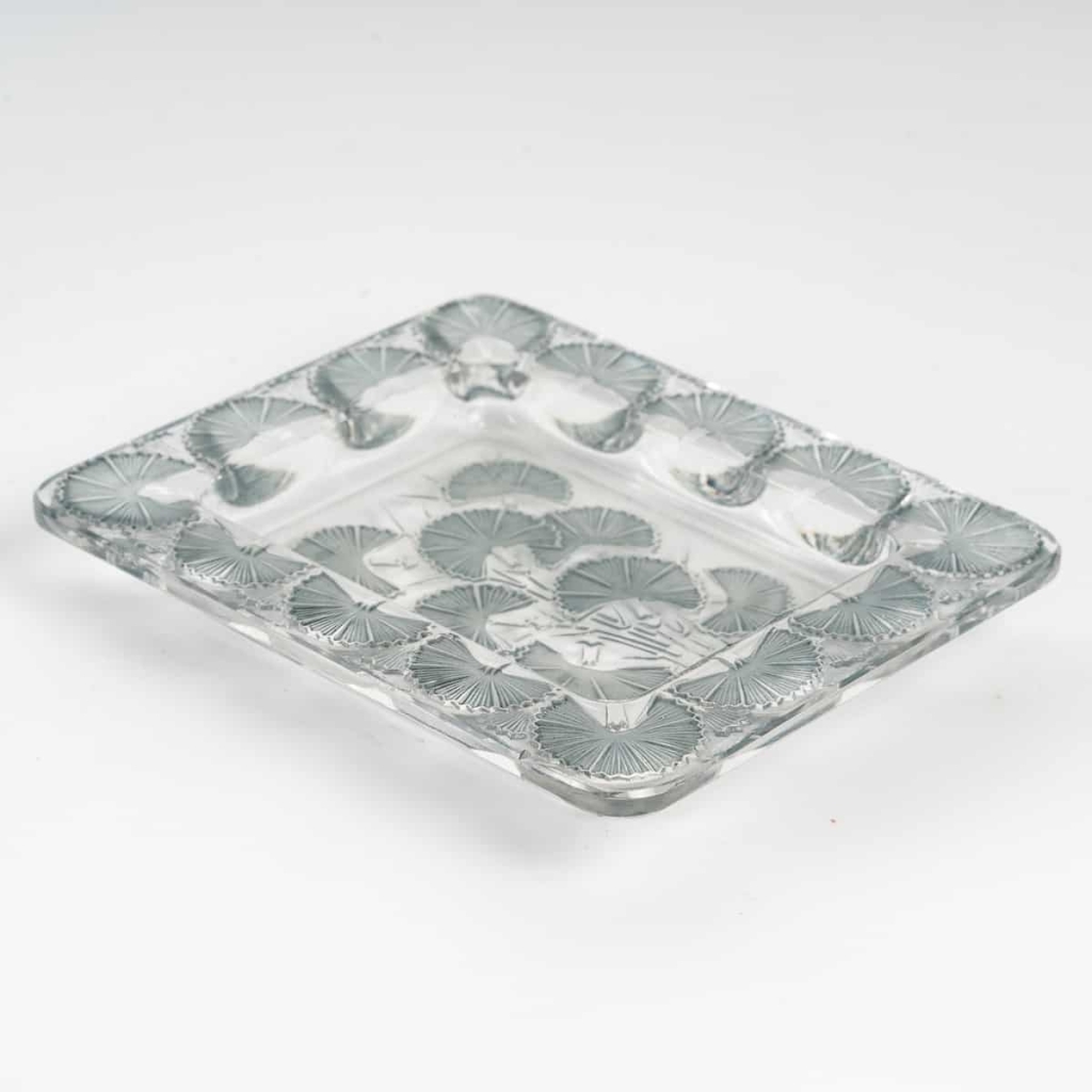 Cendrier « Bluets » verre blanc patiné bleu de René LALIQUE | Biron ||||||
