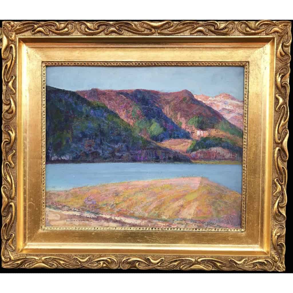 CHARRETON Victor Ecole Française 20è Siècle Lac D’auvergne Huile Signée Certificat d’authenticité | Biron |||||||||||