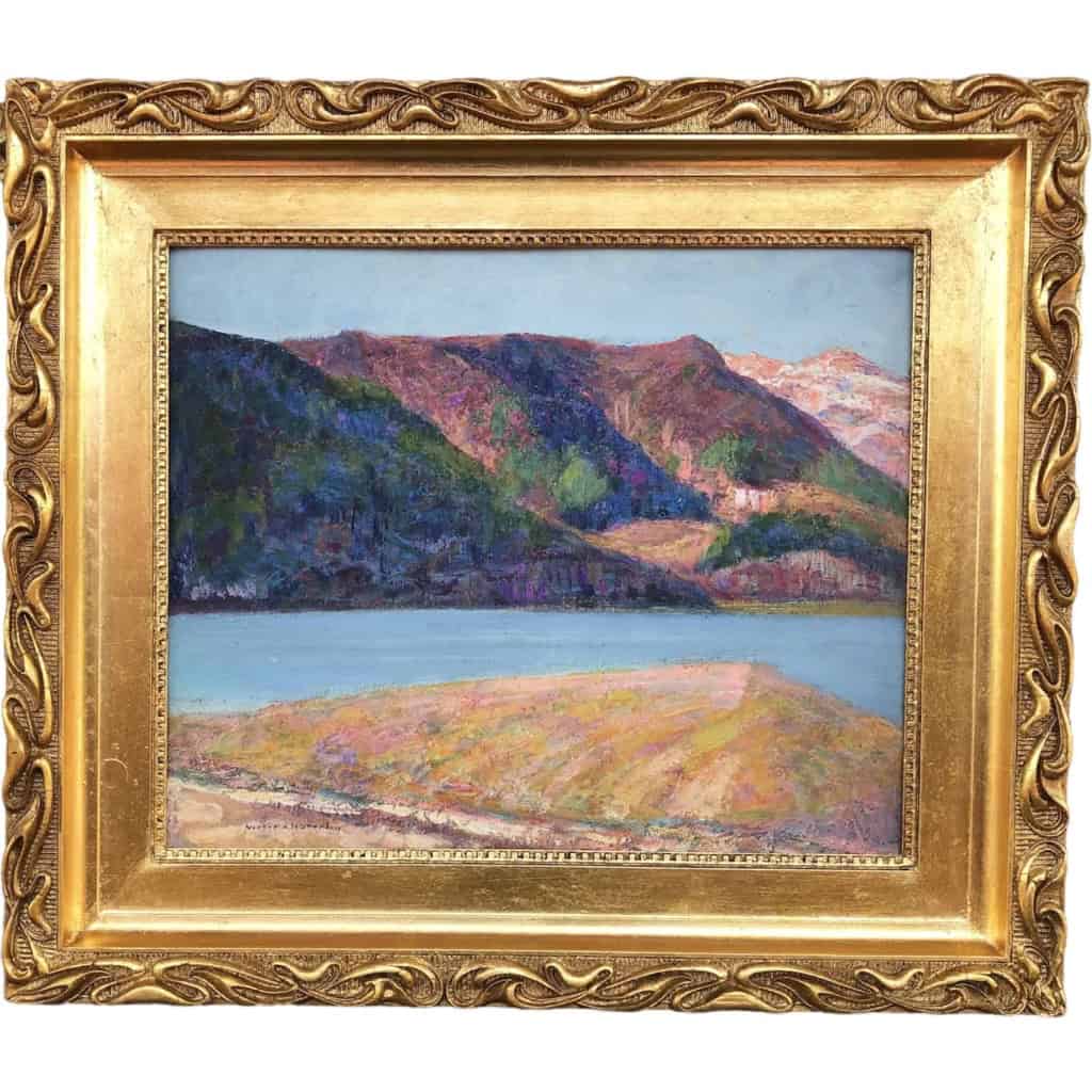 CHARRETON Victor Ecole Française 20è Siècle Lac D’auvergne Huile Signée Certificat d’authenticité | Biron CHARRETON Victor Ecole Française 20è Siècle Lac D’auvergne Huile Signée