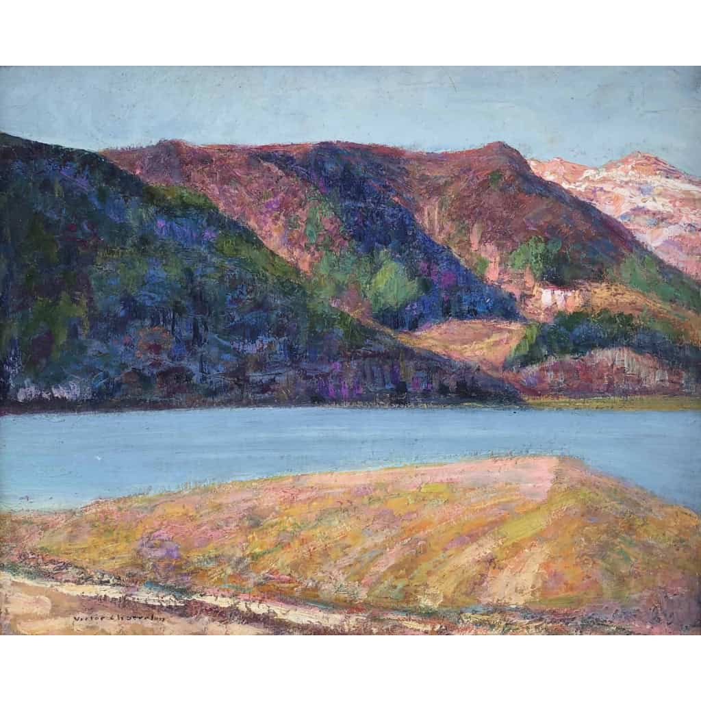 CHARRETON Victor Ecole Française 20è Siècle Lac D’auvergne Huile Signée Certificat d’authenticité | Biron CHARRETON Victor Ecole Française 20è Siècle Lac D’auvergne Huile Signée