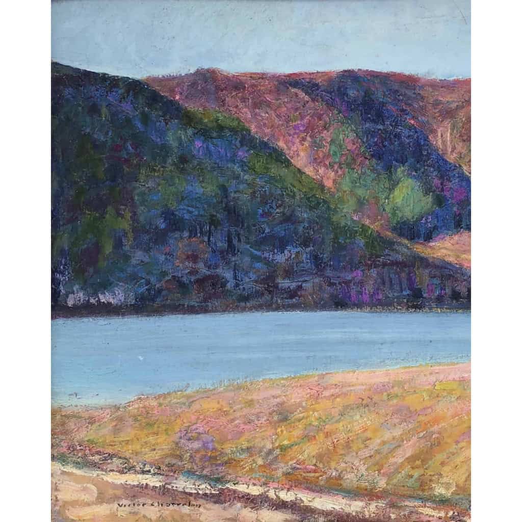 CHARRETON Victor Ecole Française 20è Siècle Lac D’auvergne Huile Signée Certificat d’authenticité | Biron CHARRETON Victor Ecole Française 20è Siècle Lac D’auvergne Huile Signée
