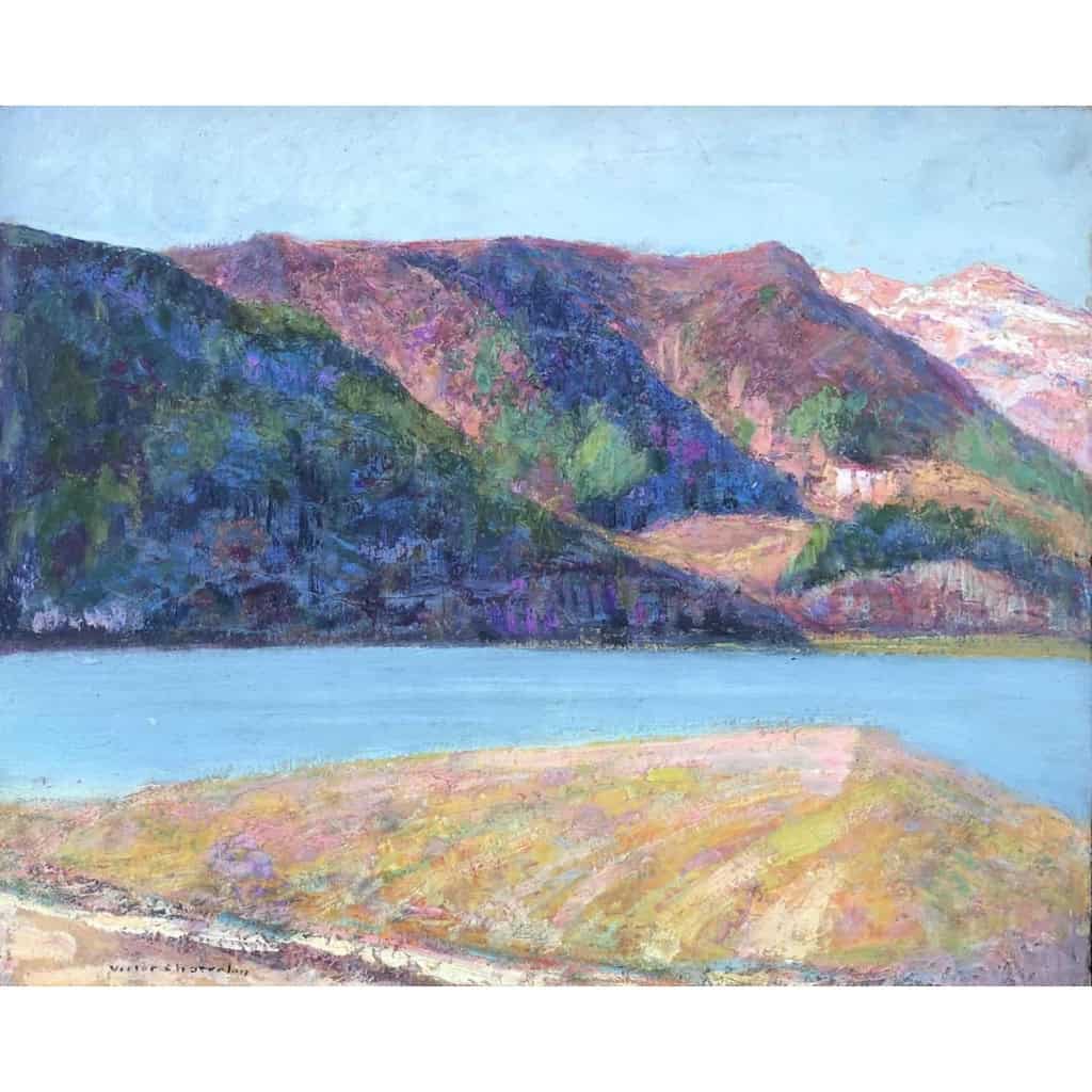 CHARRETON Victor Ecole Française 20è Siècle Lac D’auvergne Huile Signée Certificat d’authenticité | Biron CHARRETON Victor Ecole Française 20è Siècle Lac D’auvergne Huile Signée