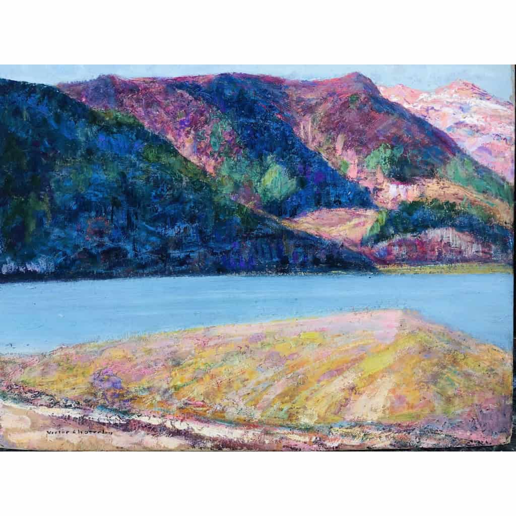 CHARRETON Victor Ecole Française 20è Siècle Lac D’auvergne Huile Signée Certificat d’authenticité | Biron CHARRETON Victor Ecole Française 20è Siècle Lac D’auvergne Huile Signée