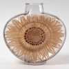 Vase « Soleil » verre blanc patiné sépia et émaillé brun de René LALIQUE | Biron |||||||