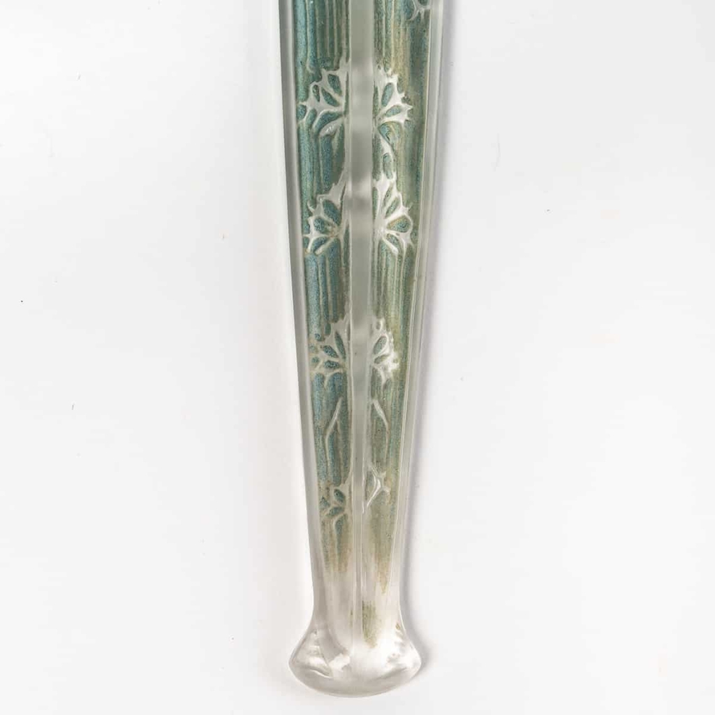 Miroir « Narcisse Couché » verre blanc patiné bleu vert de René LALIQUE | Biron Miroir "Narcisse Couché" verre blanc patiné bleu vert de René LALIQUE
