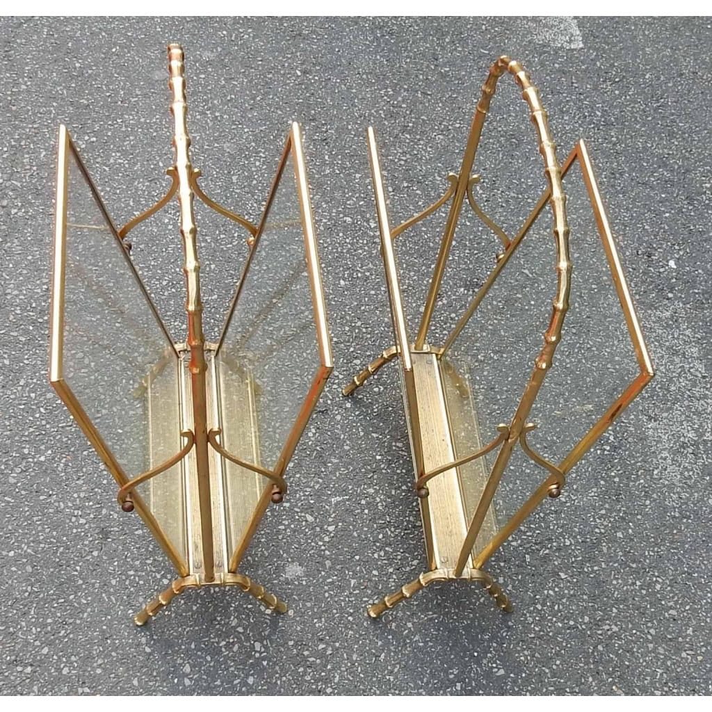 1950/70′ Paire de Porte Revues Style Maison Baguès Modèle Bambou en Laiton Poli | Biron |||||||||