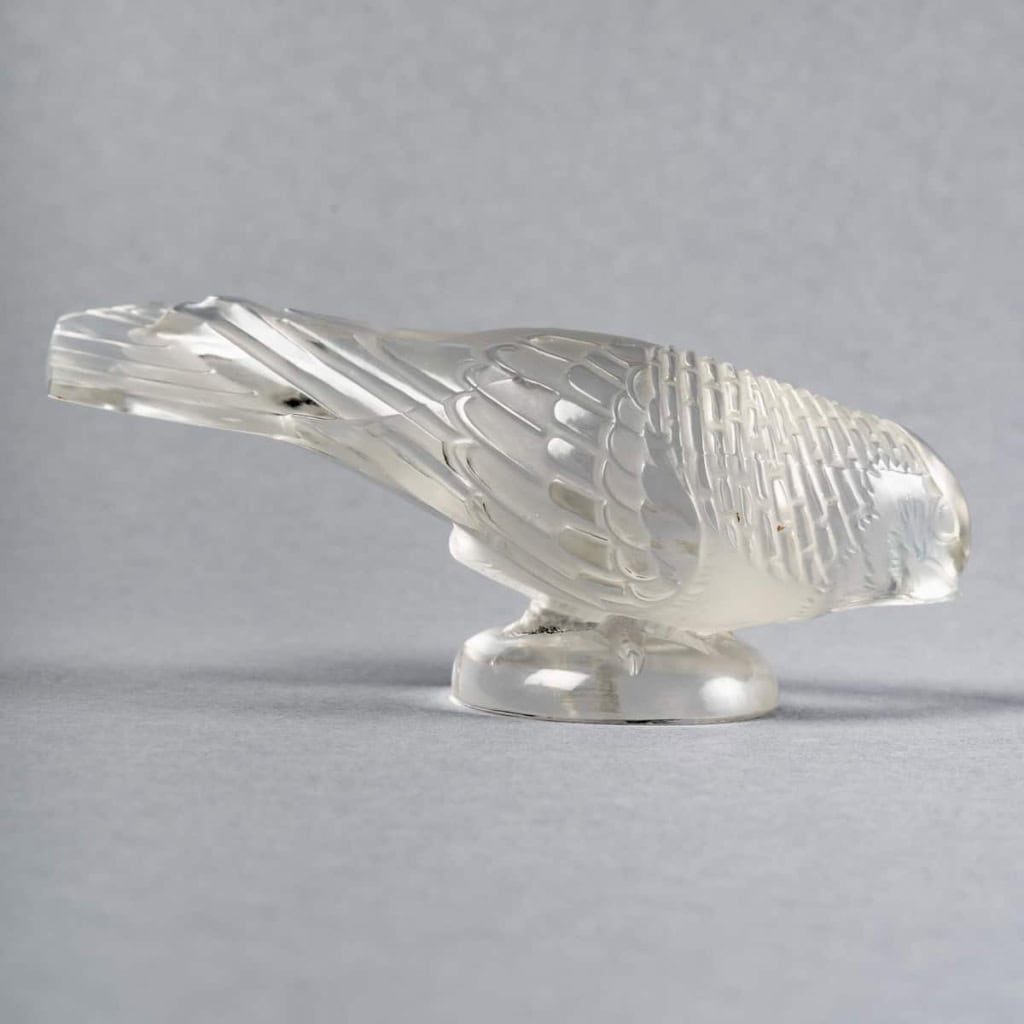 Statuette Presse-Papiers « Chardonnet Timide » verre blanc de René LALIQUE | Biron Statuette Presse-Papiers "Chardonnet Timide" verre blanc de René LALIQUE