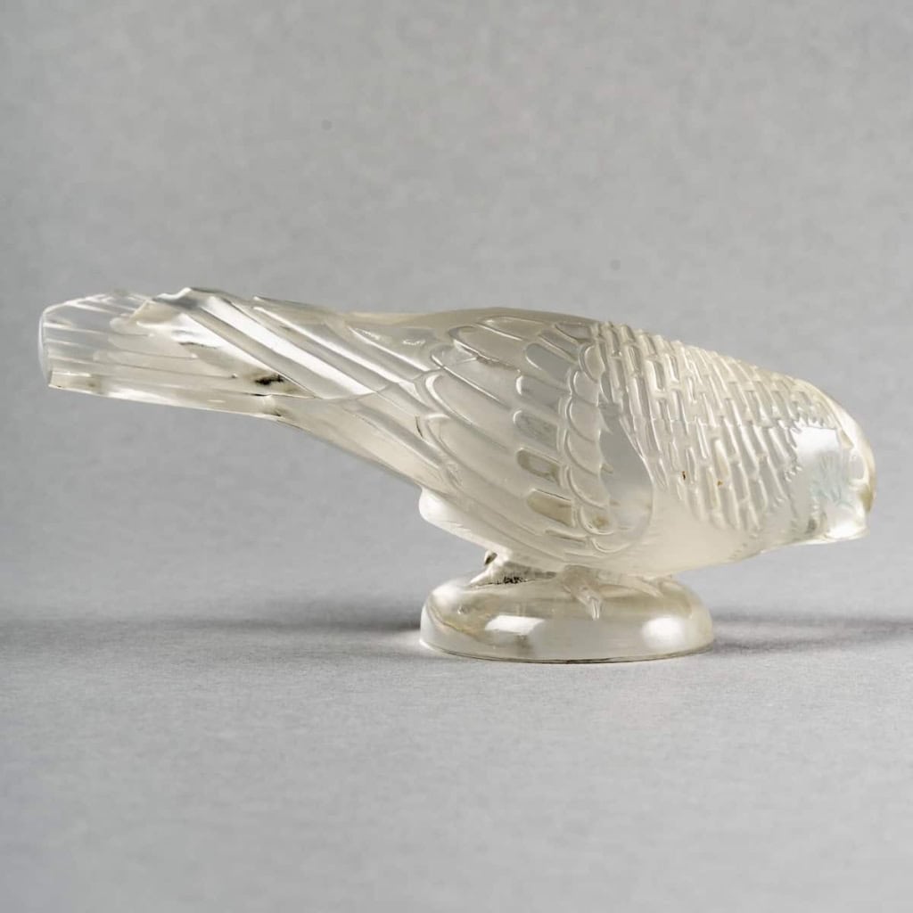 Statuette Presse-Papiers « Chardonnet Timide » verre blanc de René LALIQUE | Biron Statuette Presse-Papiers "Chardonnet Timide" verre blanc de René LALIQUE