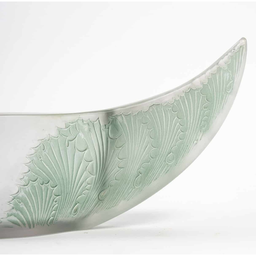 Jardinière Coupe « Acanthes » verre blanc patiné vert de René LALIQUE | Biron Jardinière Coupe "Acanthes" verre blanc patiné vert de René LALIQUE