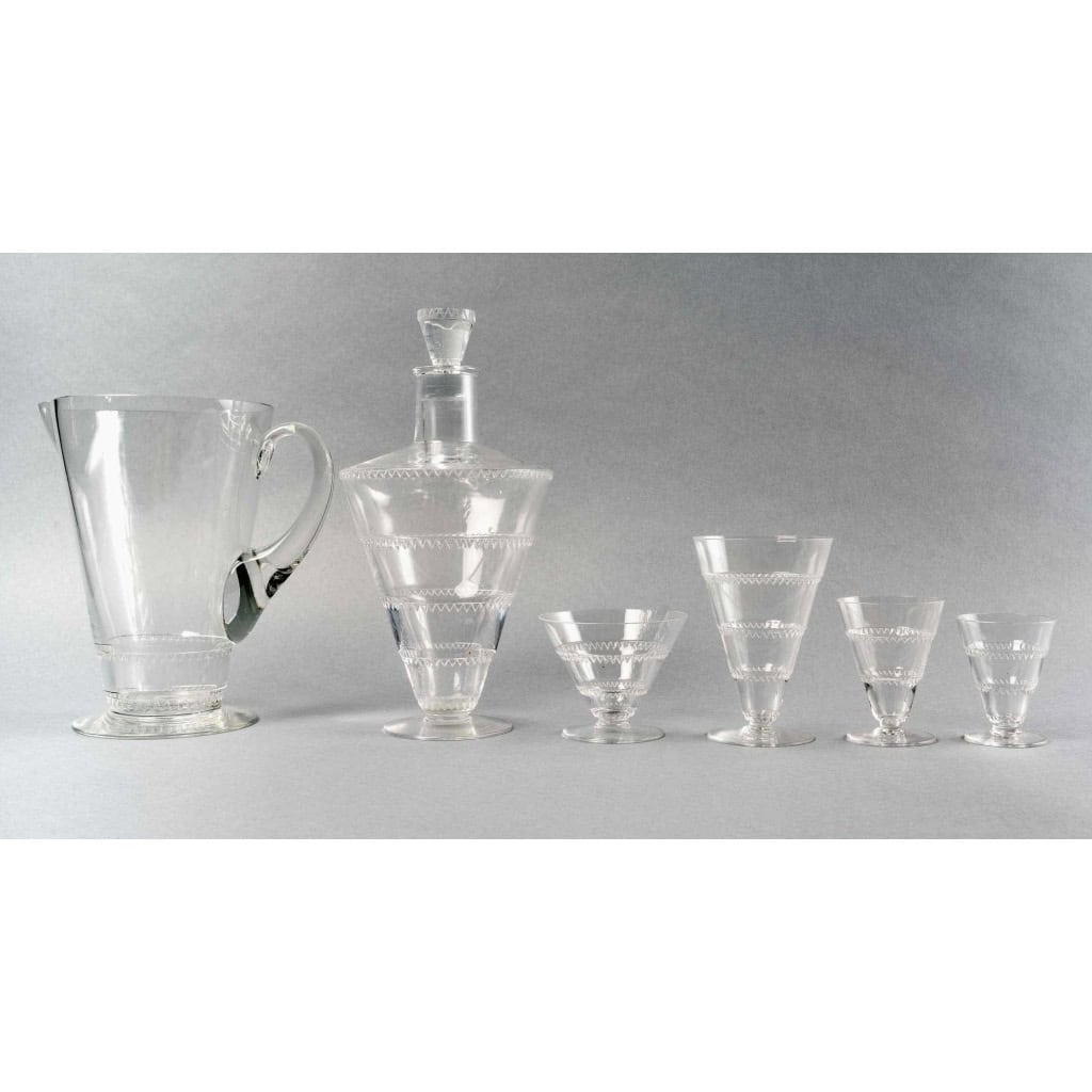 Service « Vouvray » verre blanc de René LALIQUE – 42 pièces | Biron ||||||||||||