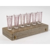 Suite de Gobelets « Six Figurines » verre blanc patiné rose de René LALIQUE – 6 pièces en coffret | Biron |||||||||||