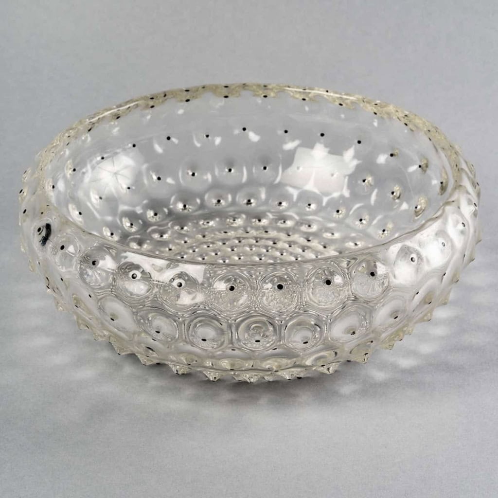 Coupe « Cactus » verre blanc émaillé noir de René LALIQUE | Biron ||||||
