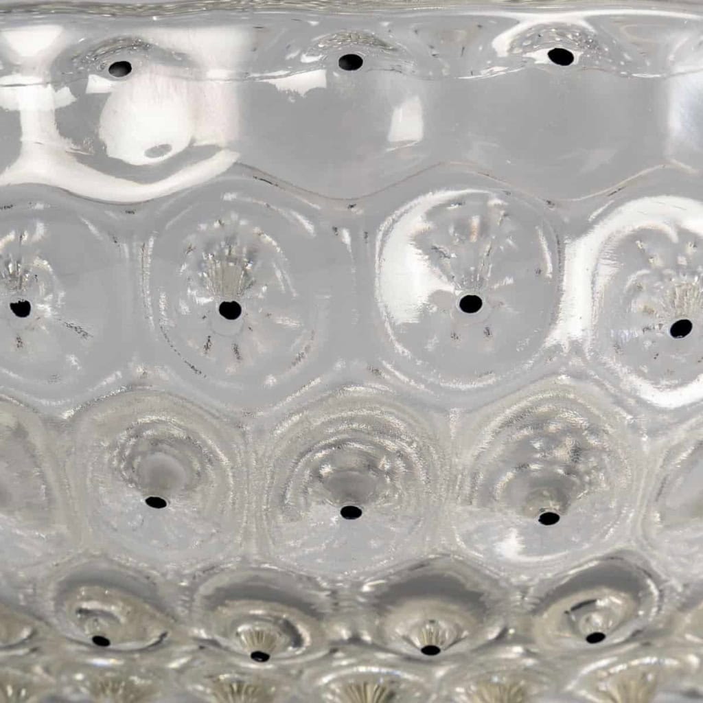 Coupe « Cactus » verre blanc émaillé noir de René LALIQUE | Biron Coupe "Cactus" verre blanc émaillé noir de René LALIQUE