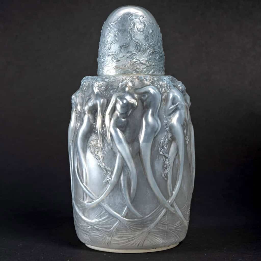 Brûle-Parfums « Sirènes » verre opalescent patiné gris de René LALIQUE | Biron Brûle-Parfums "Sirènes" verre opalescent patiné gris de René LALIQUE