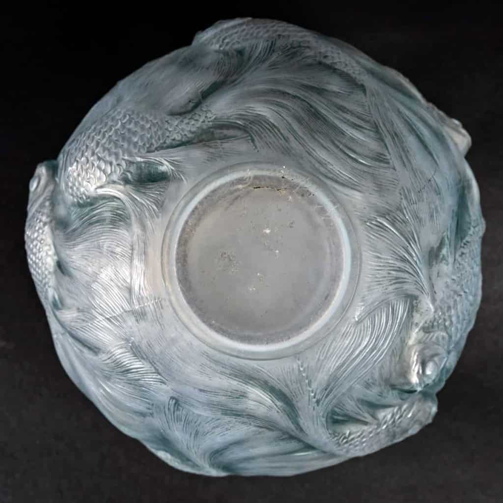 Vase "Formose" verre opalescent double couche patiné bleu-vert de René LALIQUE