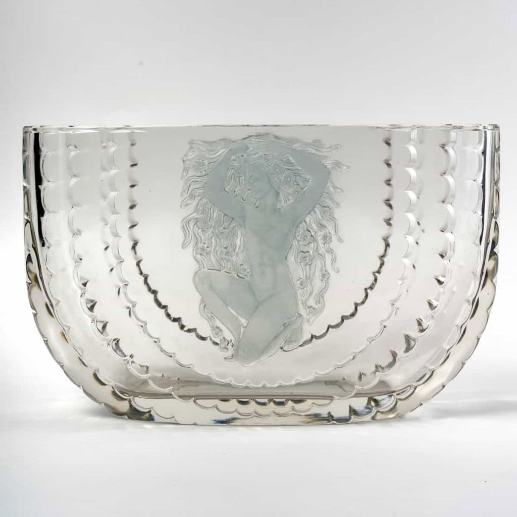 Vase « Flore » verre blanc patiné bleu de René LALIQUE | Biron |||||||