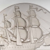 Surtout Décoratif « Caravelle » verre blanc de René LALIQUE | Biron Surtout Décoratif "Caravelle" verre blanc de René LALIQUE