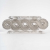 Paire de Bougeoirs "Auriac" verre blanc patiné gris de René LALIQUE