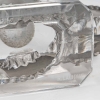 Paire de Bougeoirs "Auriac" verre blanc patiné gris de René LALIQUE