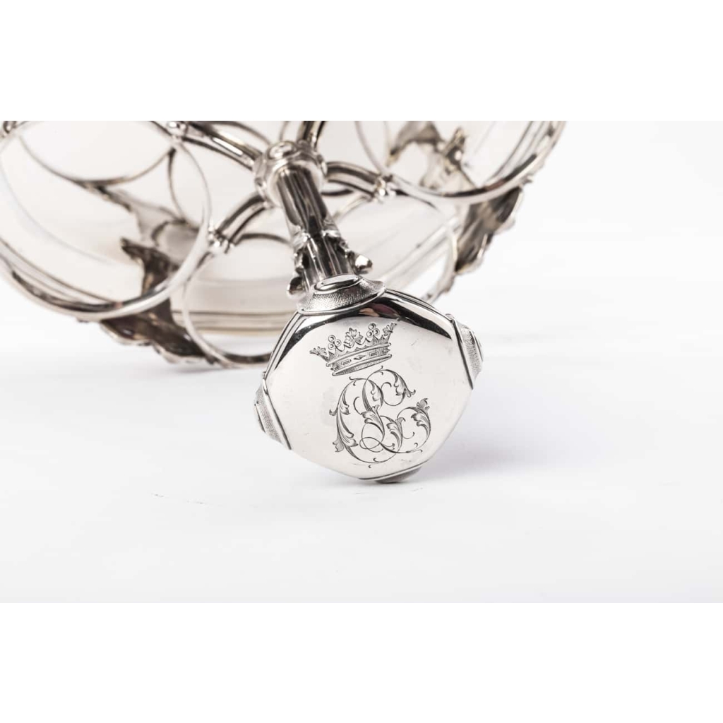 Orfèvre ODIOT – Huilier / Vinaigrier en argent massif/cristal fin XIXè | Biron Orfèvre ODIOT - Huilier / Vinaigrier en argent massif/cristal fin XIXè